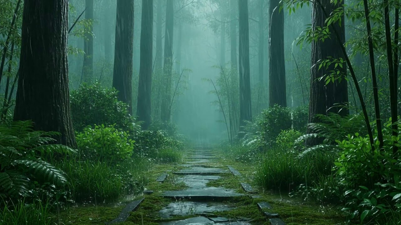 Peaceful Rain In Quiet Jungle With Piano Comfort For Sleep, Deep Rest, And Relaxation