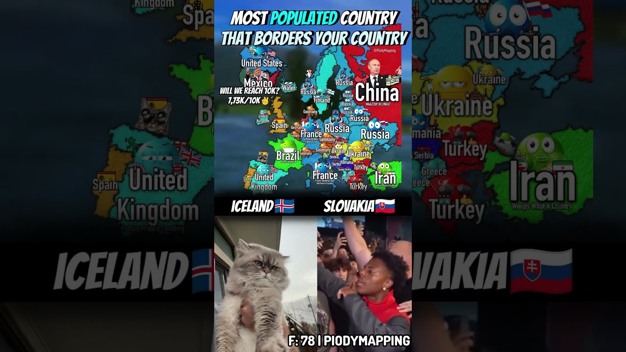 Most Populated Country That Borders Your Country #mapping #map #shorts #popular #fyp