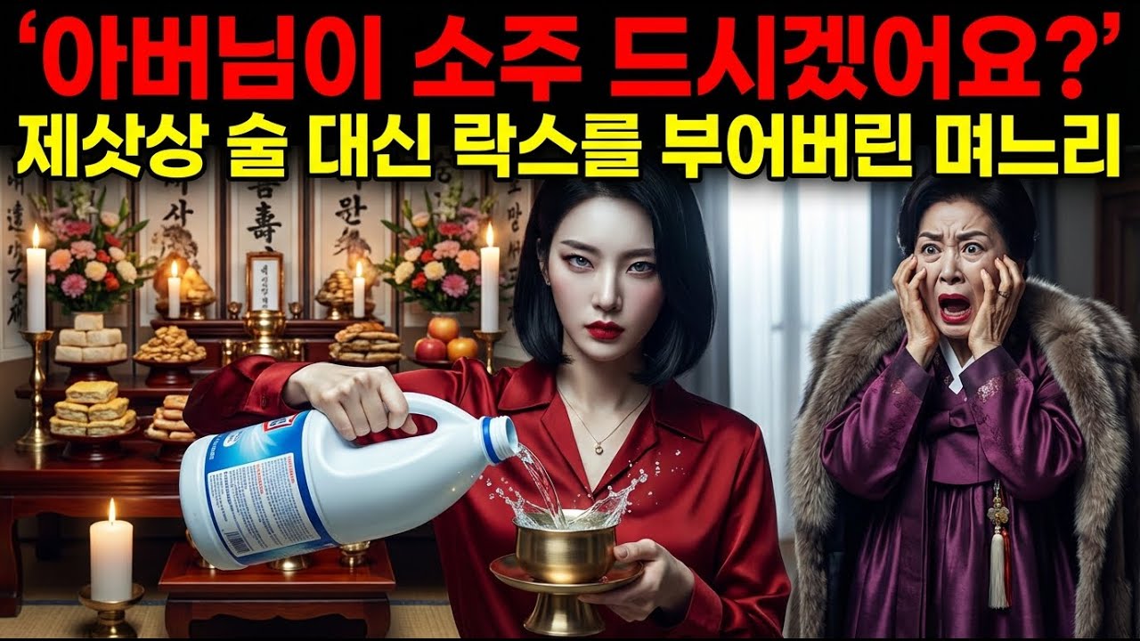 '아버님이 소주 드시겠어요?' 제삿상 술 대신 락스를 부어버린 며느리, 숨겨왔던 시어머니의 추악한 비밀이 밝혀지자 초토화된 집안