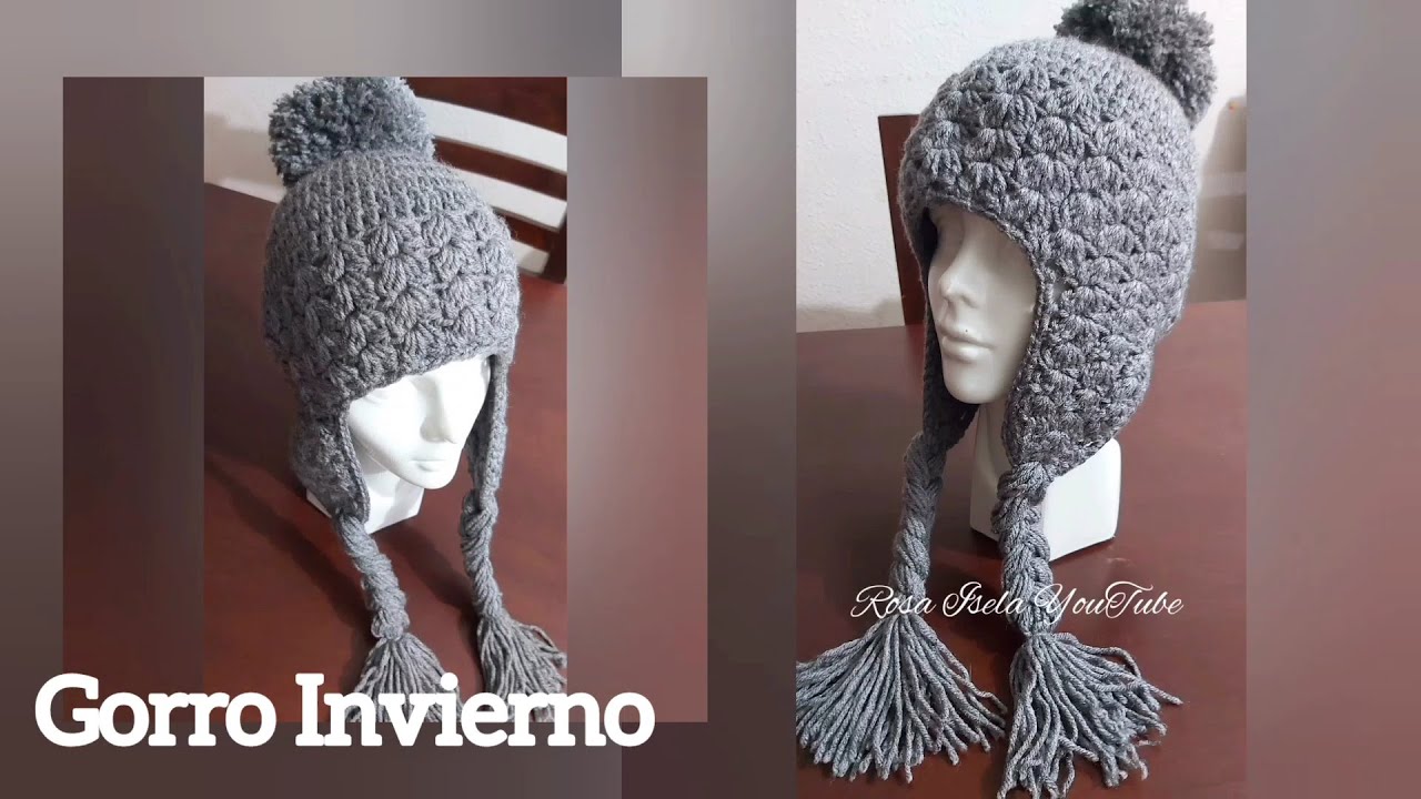 ¿Cómo TEJER un GORRO de INVIERNO tejido A CROCHET? ¡Tutorial paso a paso! con OREJERAS