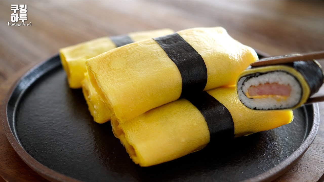Суши с гигантскими яйцами ?? !! Нет! Вкусный спам-кимбап, спрятанный в Egg Roll