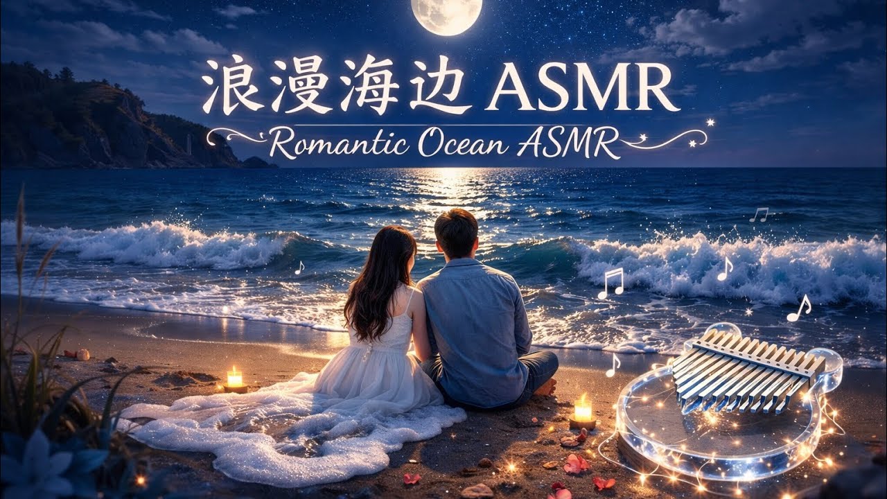 海边浪漫  Romantic Beach ASMR｜海浪声 × 水晶拇指琴｜安静夜晚的小电影| Ocean Waves & Crystal Kalimba | Quiet Night Film