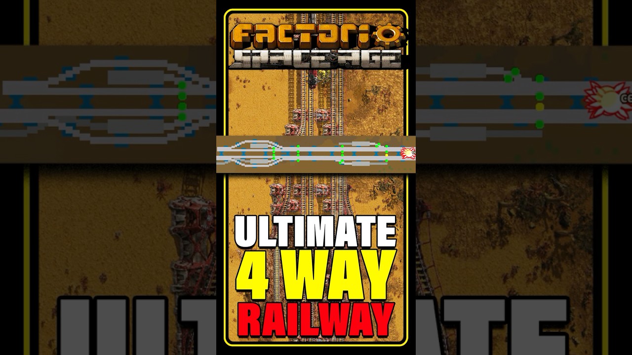 Factorio Space Age: Как построить ИДЕАЛЬНУЮ 4-путную надземную железную дорогу с развязками