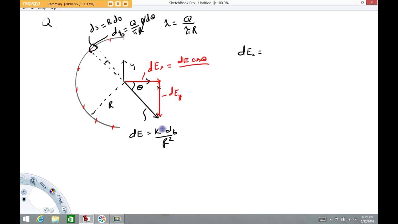 Electric Field due to a semicircle of charge