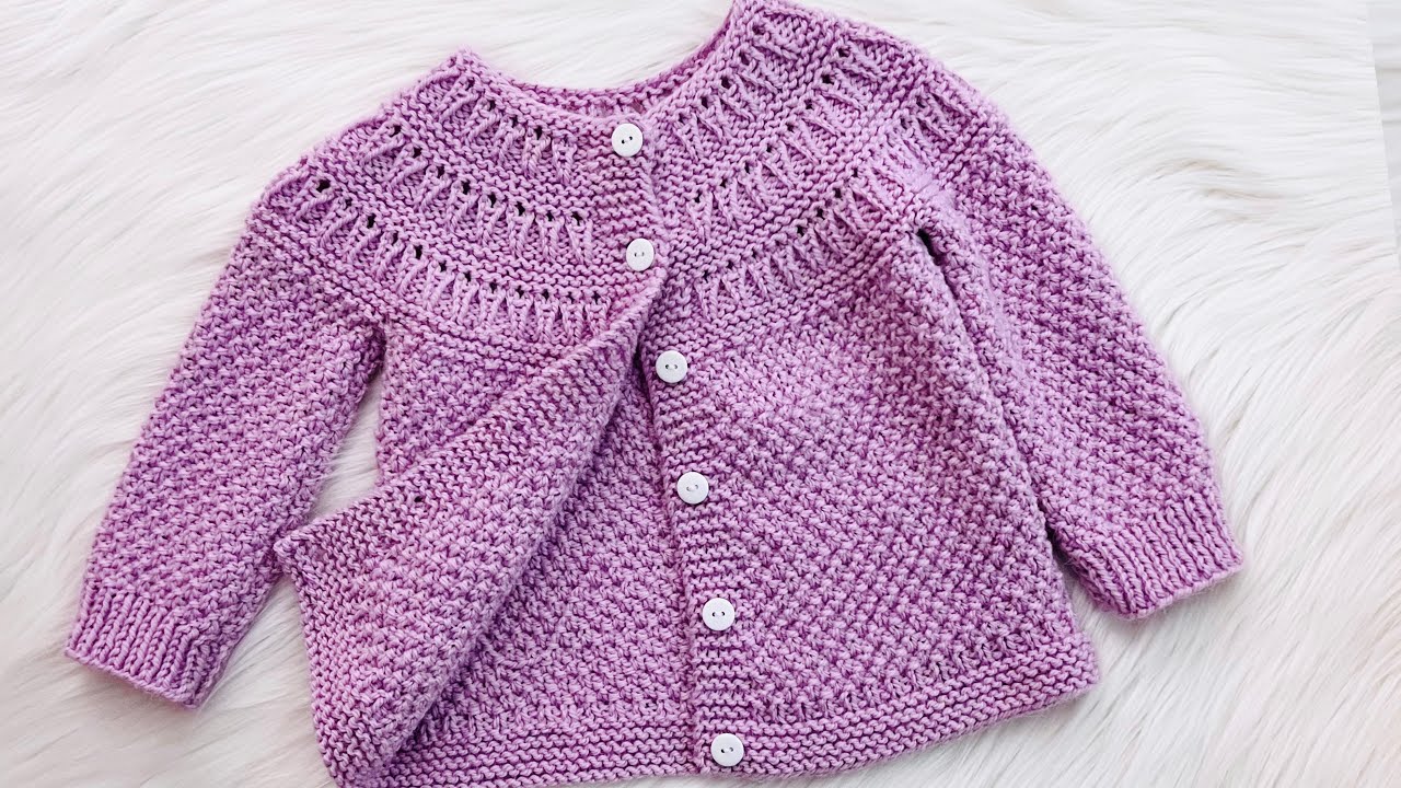 Chaquetita Elena, Cardigan de Beb&eacute; a Dos Aguja | Chambrita F&aacute;cil Punto Moss | Tutorial Paso a Paso