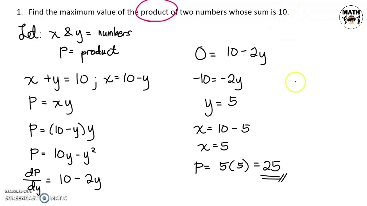 Differential Calculus | Applications of Maxima and Minima (Part 1)