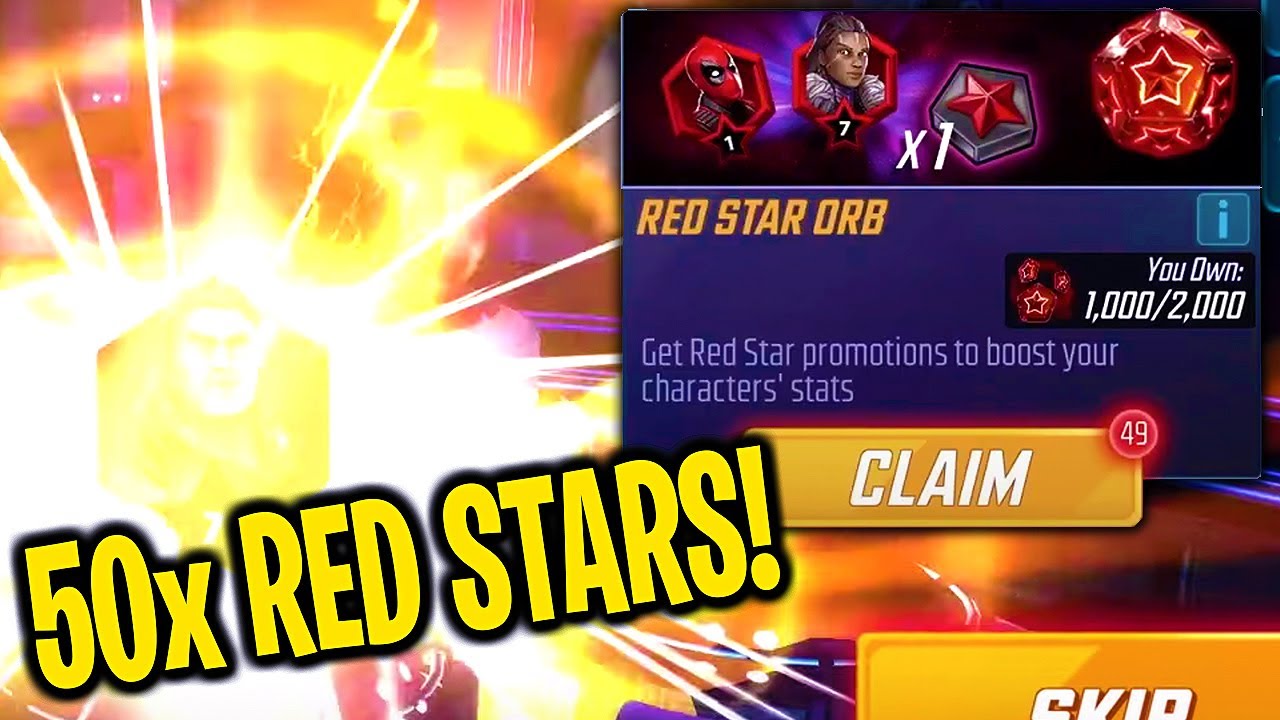 MASSIVE 50x VALKYRIE RED STAR ORBS! - Marvel Strike Force - MSF