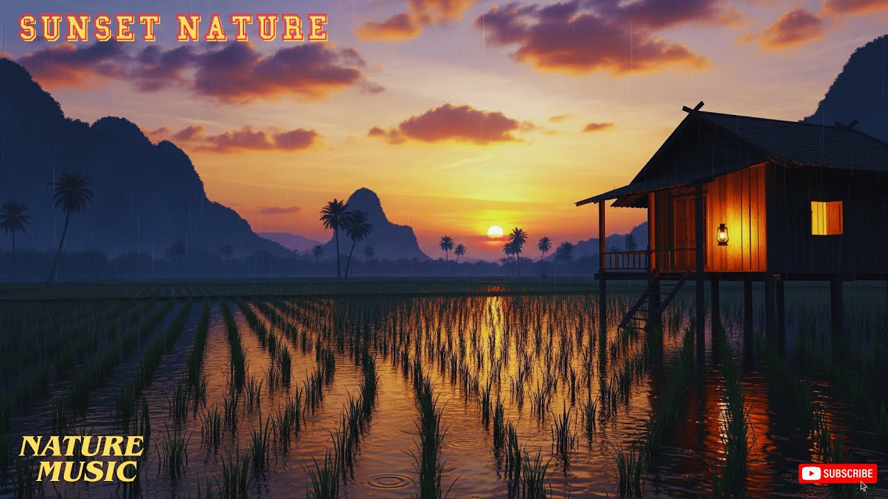 Relaxing Cambodia Flute – Evening Rain, Rice Fields & Nature Sounds #RelaxingFlute