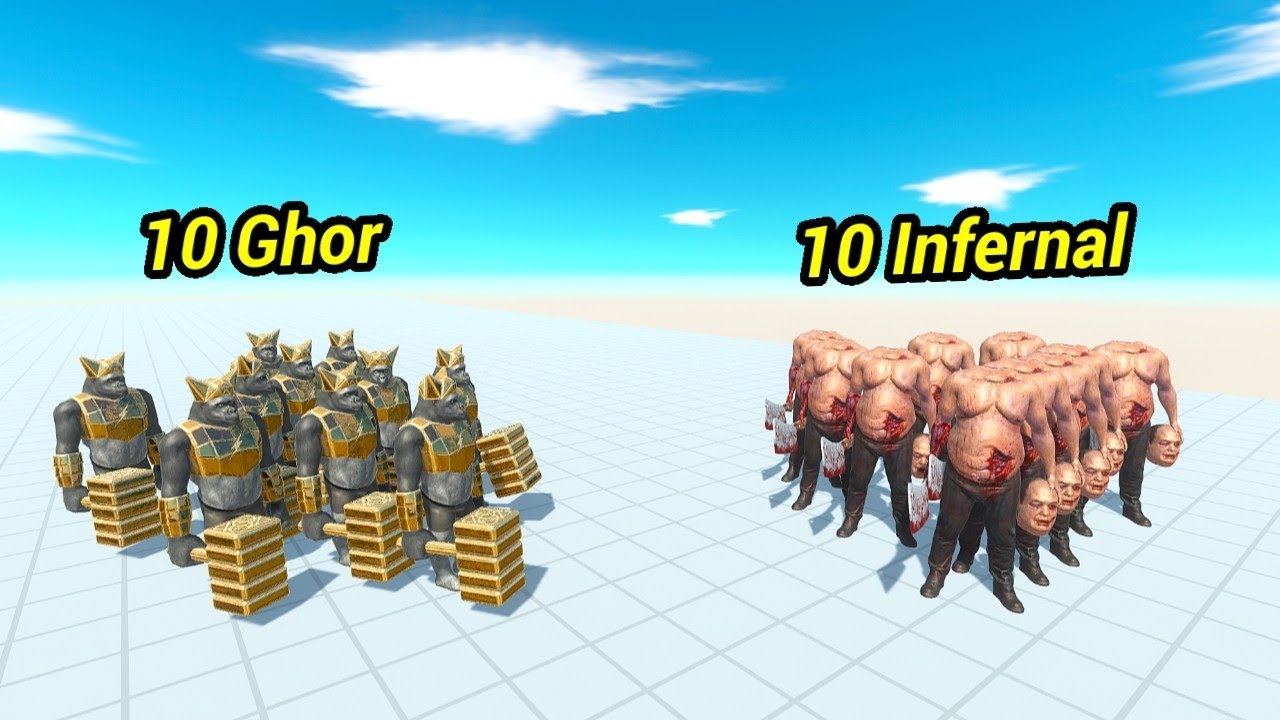 Ghor hammer 10 vs 10 Infernal unit animal revolt battle simulator