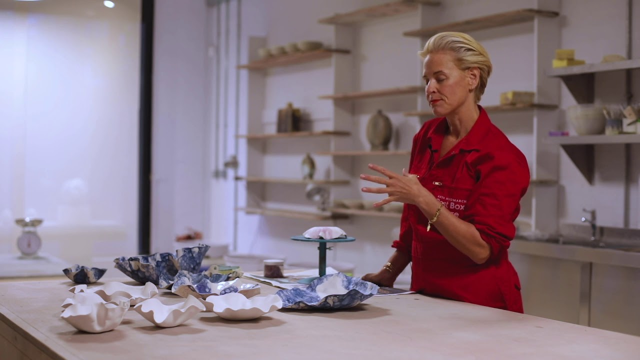 Deborah Brett, SPL Member demonstrating decorating technique using bubbles and colour oxides