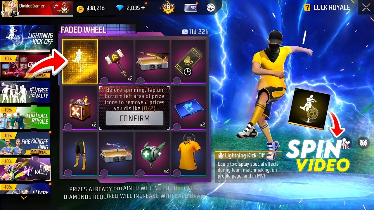 Lightning Kick off Faded Wheel l Free Fire New Event l FF New Event l New Arrival Animation Emote