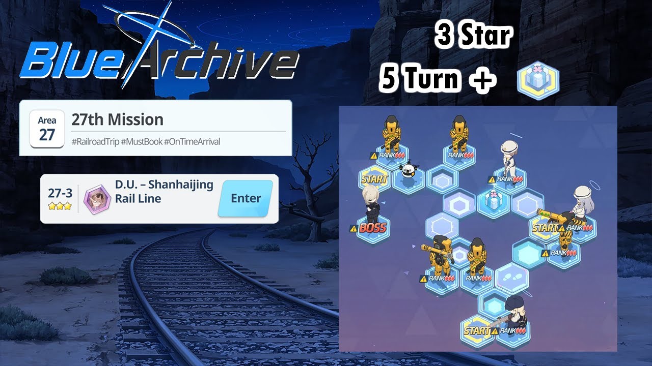 Blue Archive Global - Story Stage Hard 27-3 (3 Star & 5 Turn Clear) + Pyro Box