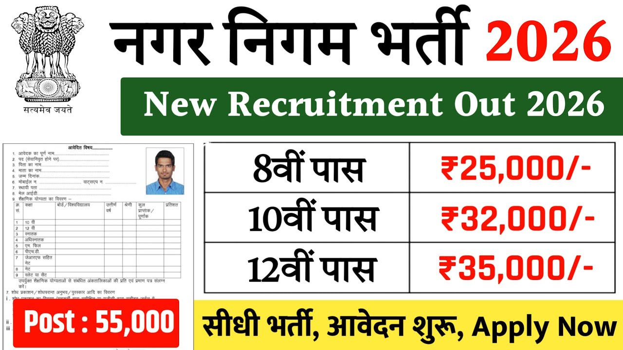 नगर निगम भर्ती 2026 | Nagar Nigam Vacancy 2026 | Nagar Nigam Recruitment 2026 | Municipal Job 2026