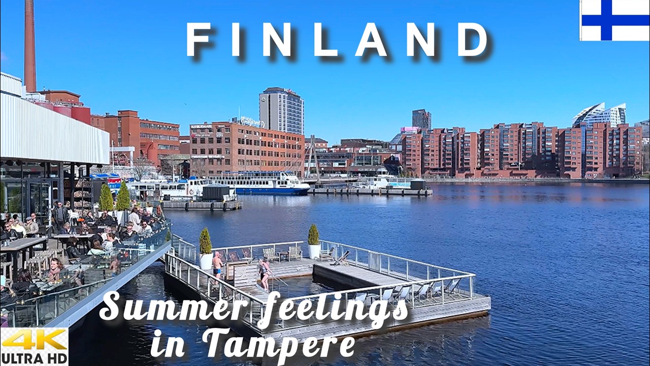 TAMPERE 4K CITY CENTER WALKING TOUR - SUMMER VIBES IN FINLAND 🇫🇮 LAUKONTORI FISH MARKET