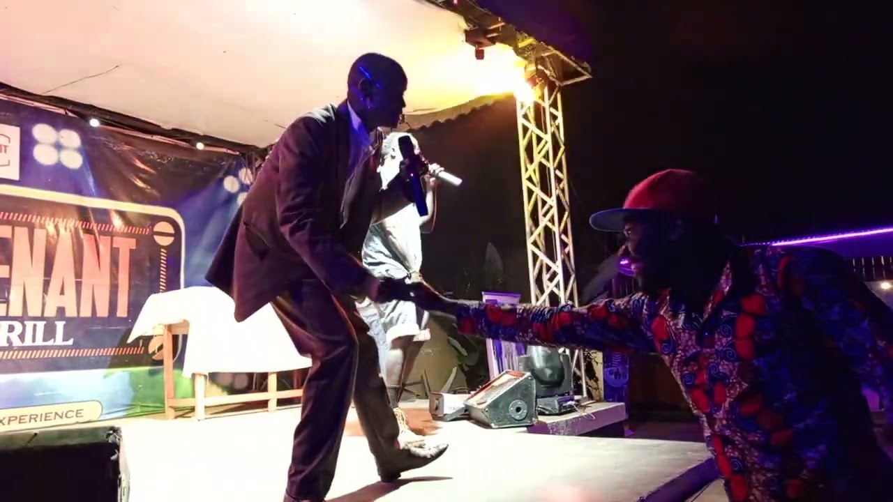 Patz Culture joins comedian Bouncer Wod Paibona on stage during Mc Young Moni concert