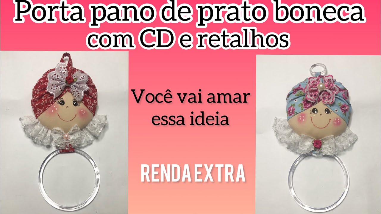 Como fazer porta pano de prato boneca com CD reciclado!!@artesedicasdevan67