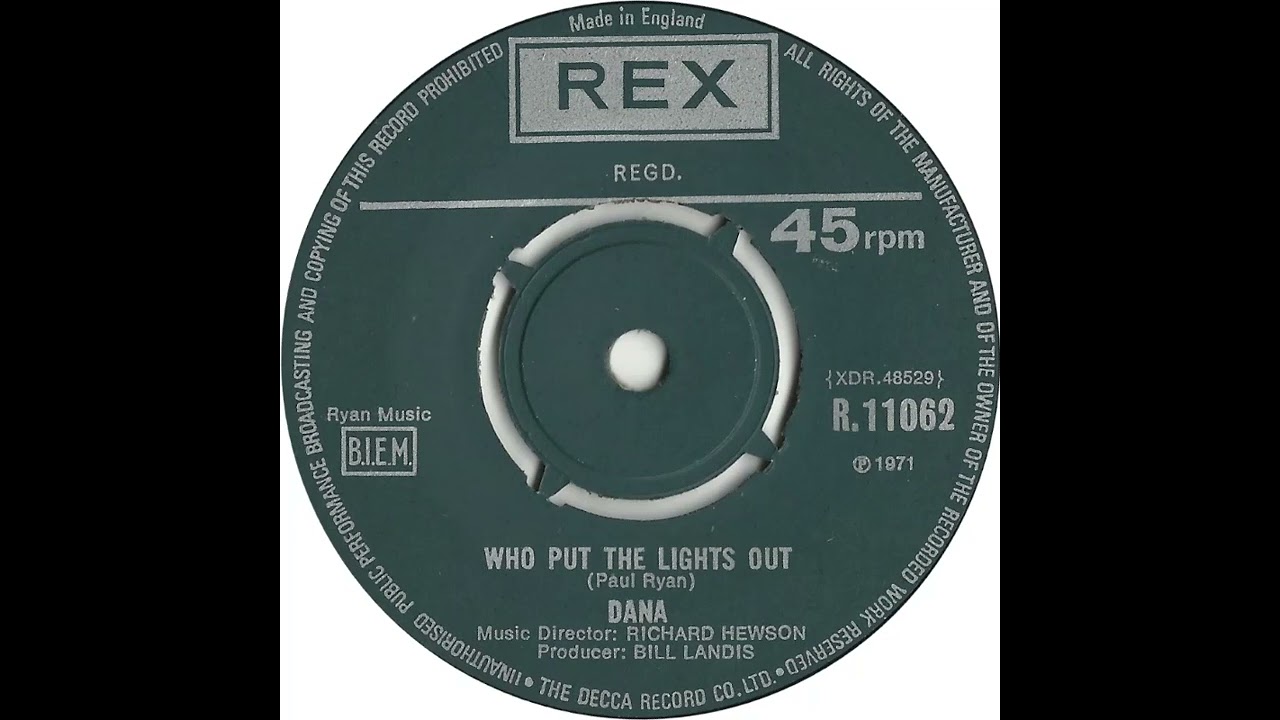 UK New Entry 1971 (28) Dana - Who Put The Lights Out