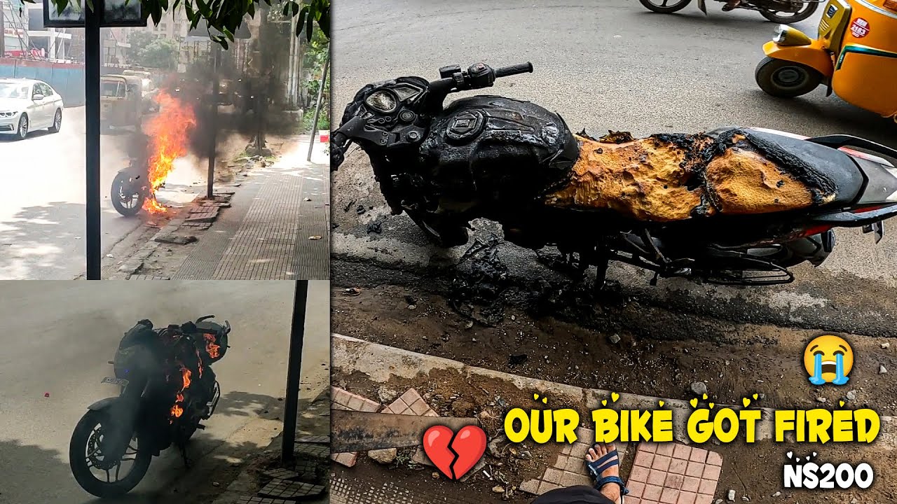 Our Bike NS200💔Catches Fire On road 😓| Completely BURNT 😭| Injured? 😨| tamil