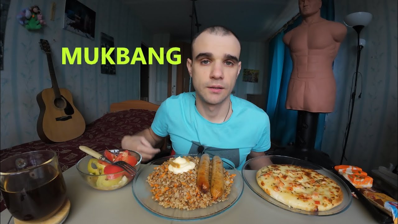 МУКБАНГ КОЛБАСКИ НА ГРИЛЕ / ГРЕЧКА / ЛЕПЕШКА С ВЕТЧИНОЙ / САЛАТ / EATING MUKBANG ASMR АСМР #mukbang