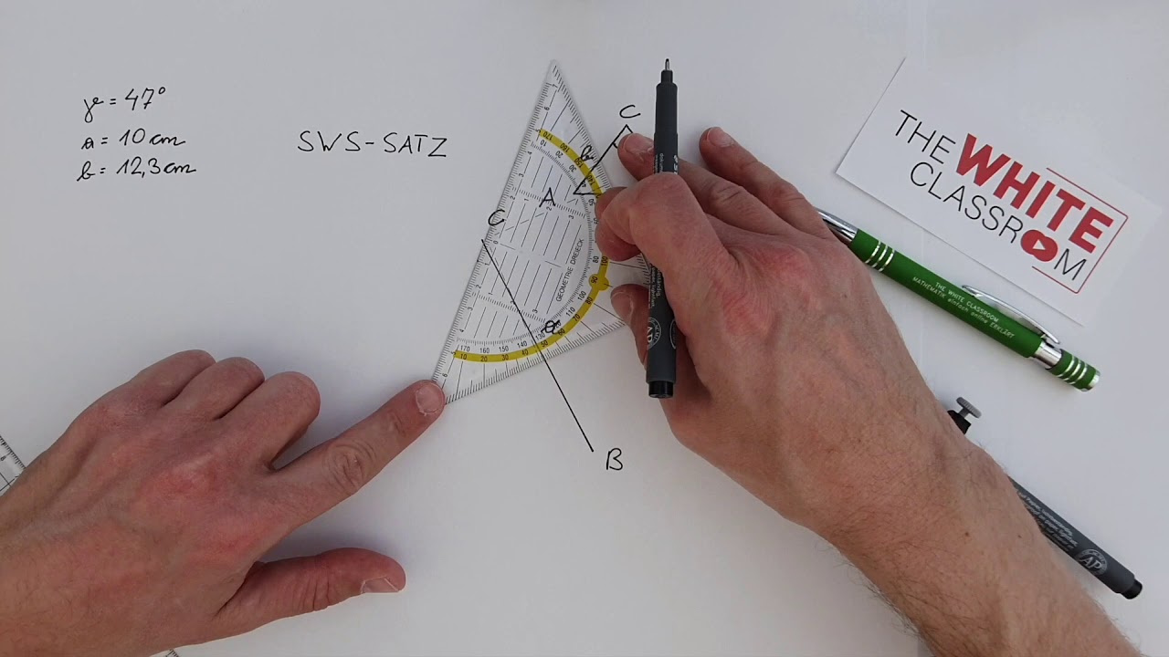 KONGRUENZSATZ (SWS - SATZ / Seite, Winkel, Seite) - a = 10 cm, b = 12,3 cm, γ (gamma) = 47°