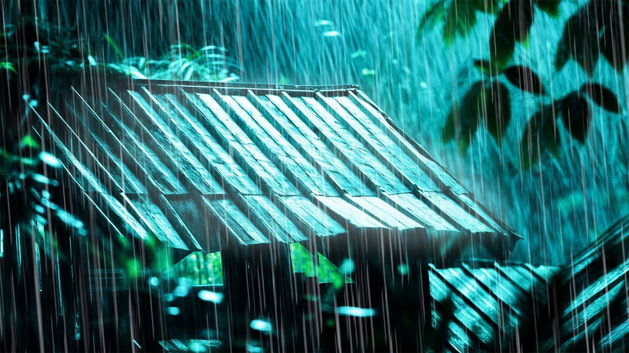 Deep Sleep Instantly to Intense Rain & Distant Thunder on a Tin Roof