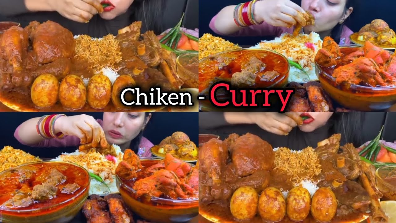 ASMR Eating egg curry and chicken curry 🍛@SpiceASMR vs @FoodieJD #mukbang #eatingvideos#khabarvideo 