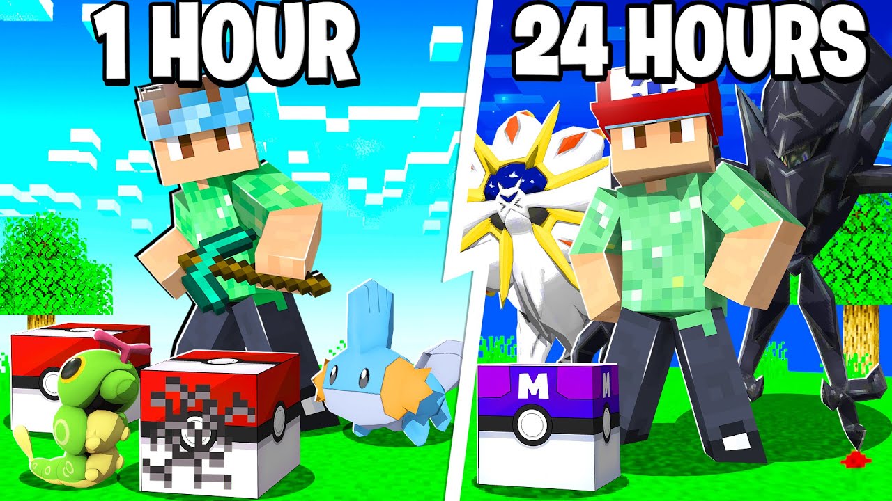 I Spent 24 HOURS in LUCKY BLOCK Minecraft PIXELMON!