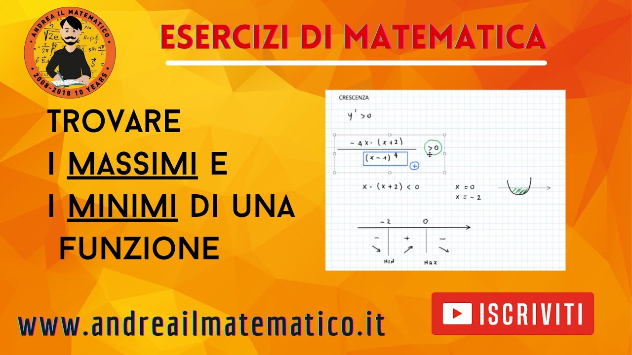 Massimi e minimi di una funzione - ESERCIZI DI MATEMATICA