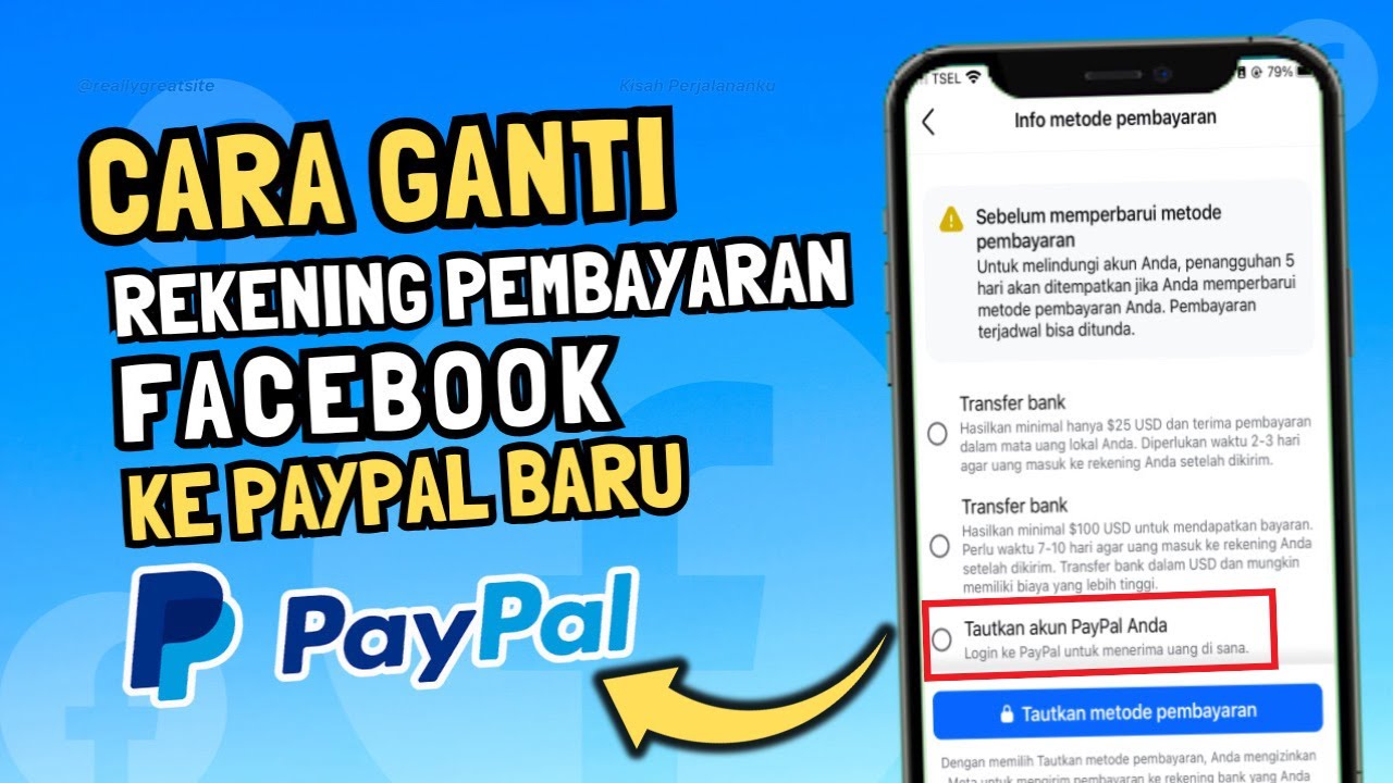 Cara ganti akun pembayaran facebook ke Paypal baru