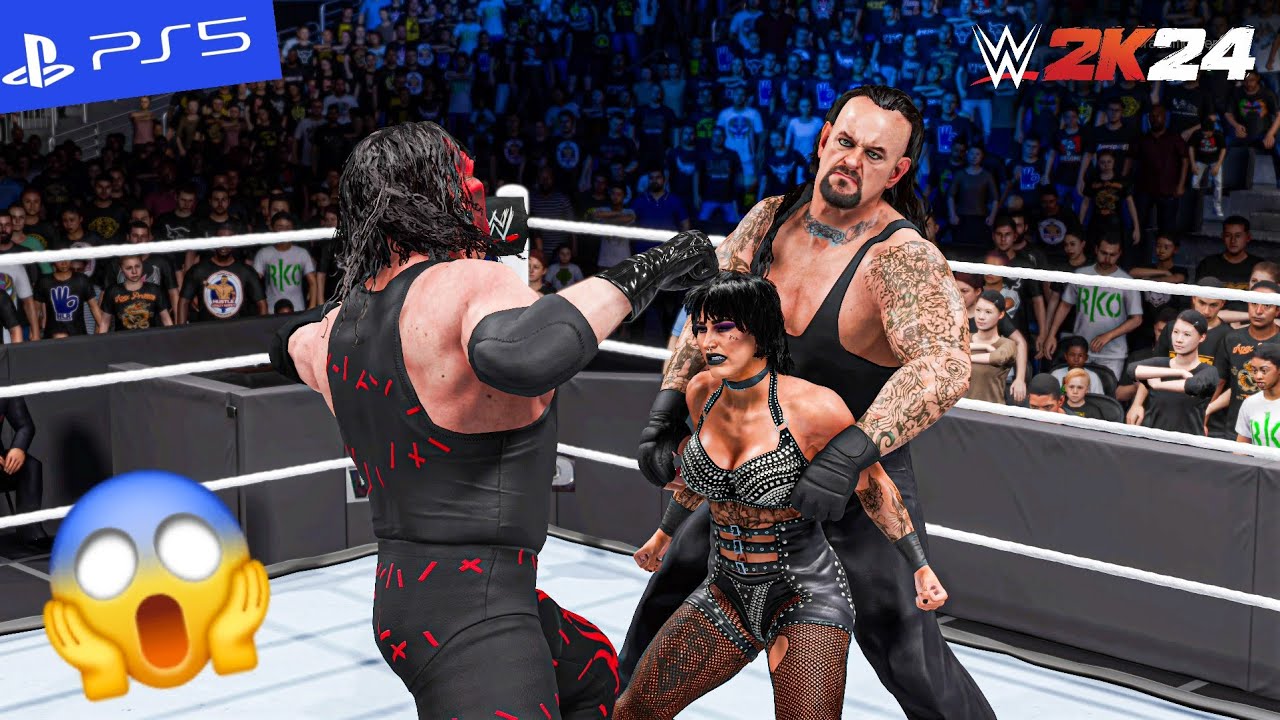 WWE 2K24 - Rhea Ripley vs. The Undertaker & Kane | PS5