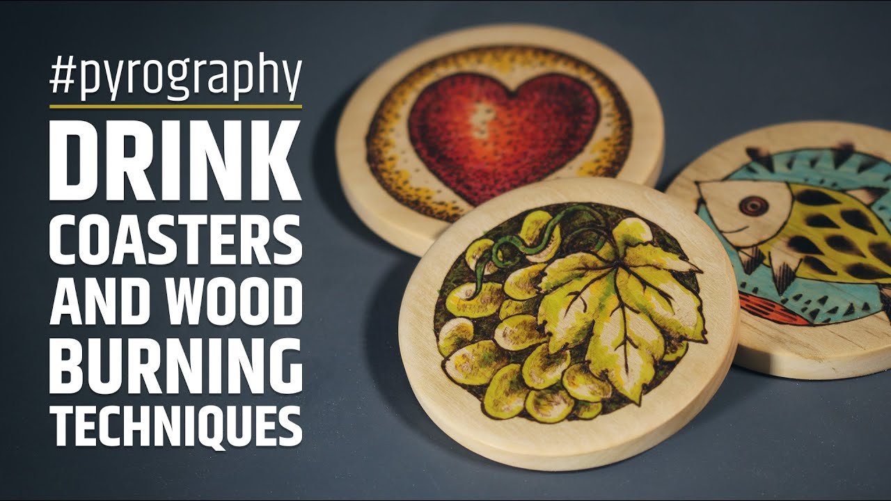 A few interesting pyrography techniques and woodturning drink coasters