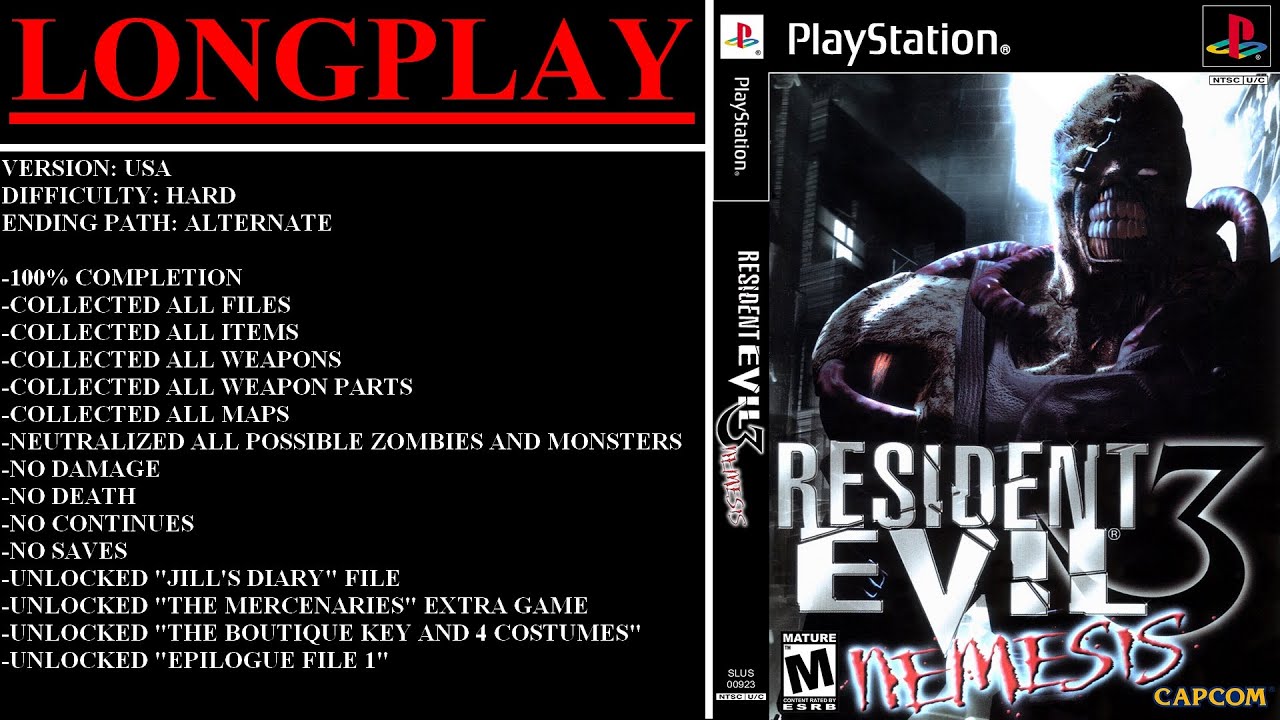 Resident Evil 3: Nemesis [USA] (PlayStation) - (Longplay | Hard | 100% | Alternate Ending Path)