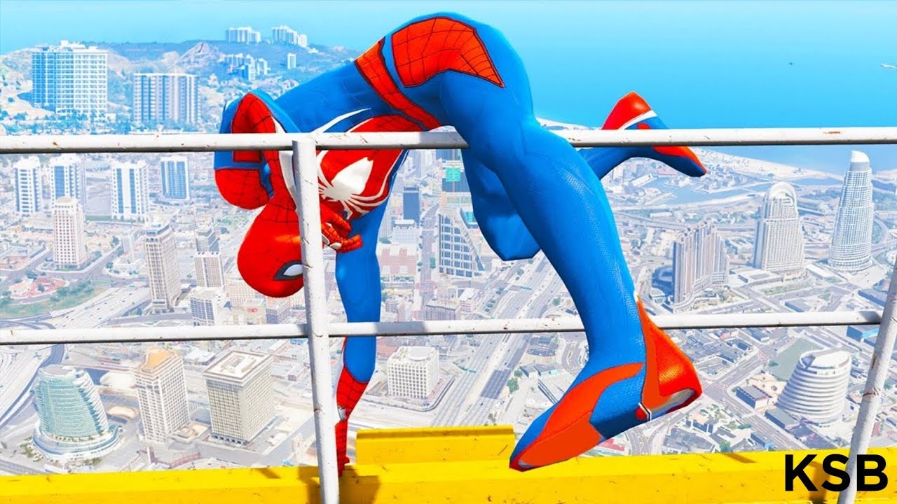 SPIDERMAN CRAZY JUMPS/FALLS #12 (GTA 5 Spider-Man Fails)