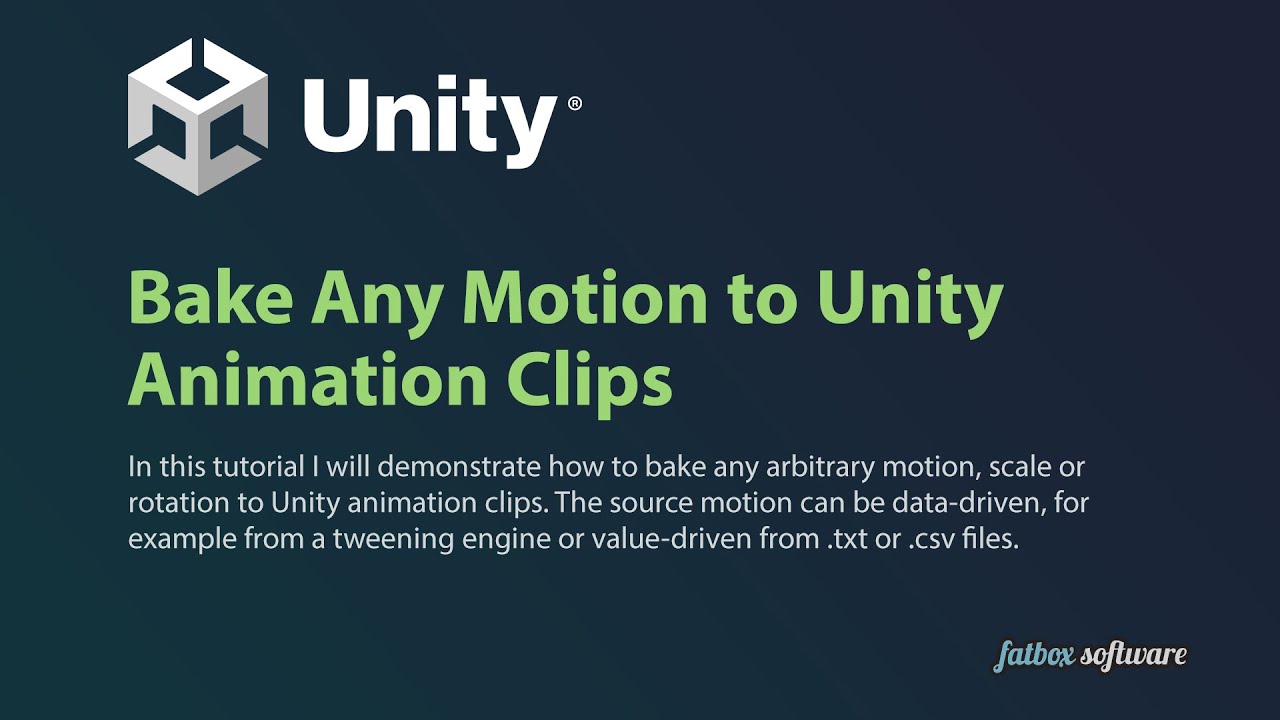 Bake any motion to Unity Animation Clips - Unity 2020.3