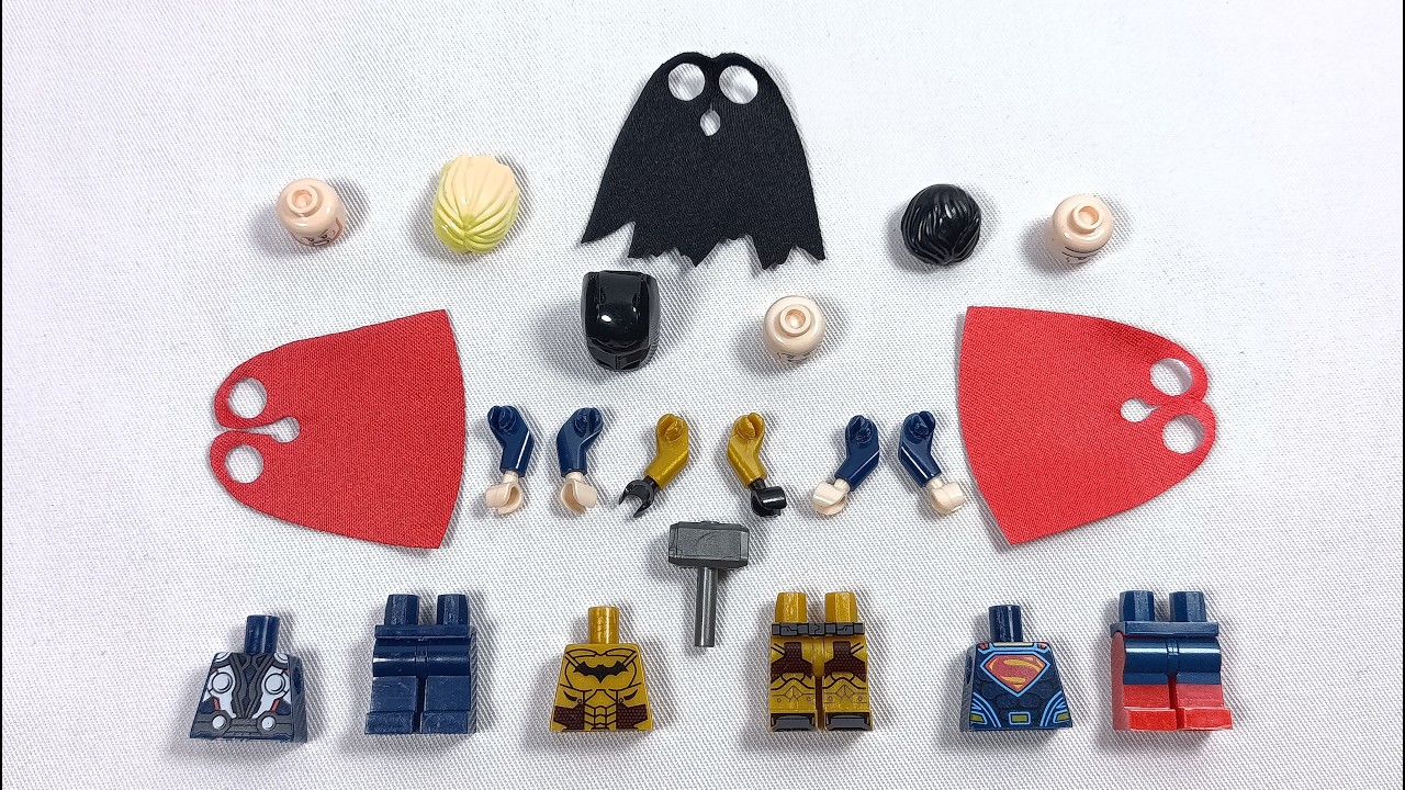 BUILD LEGO DC VS MARVEL REVIEW I CUSTOM MINIFIGURES SUPERMAN, BATMAN, AND THOR I UNOFFICIAL LEGO