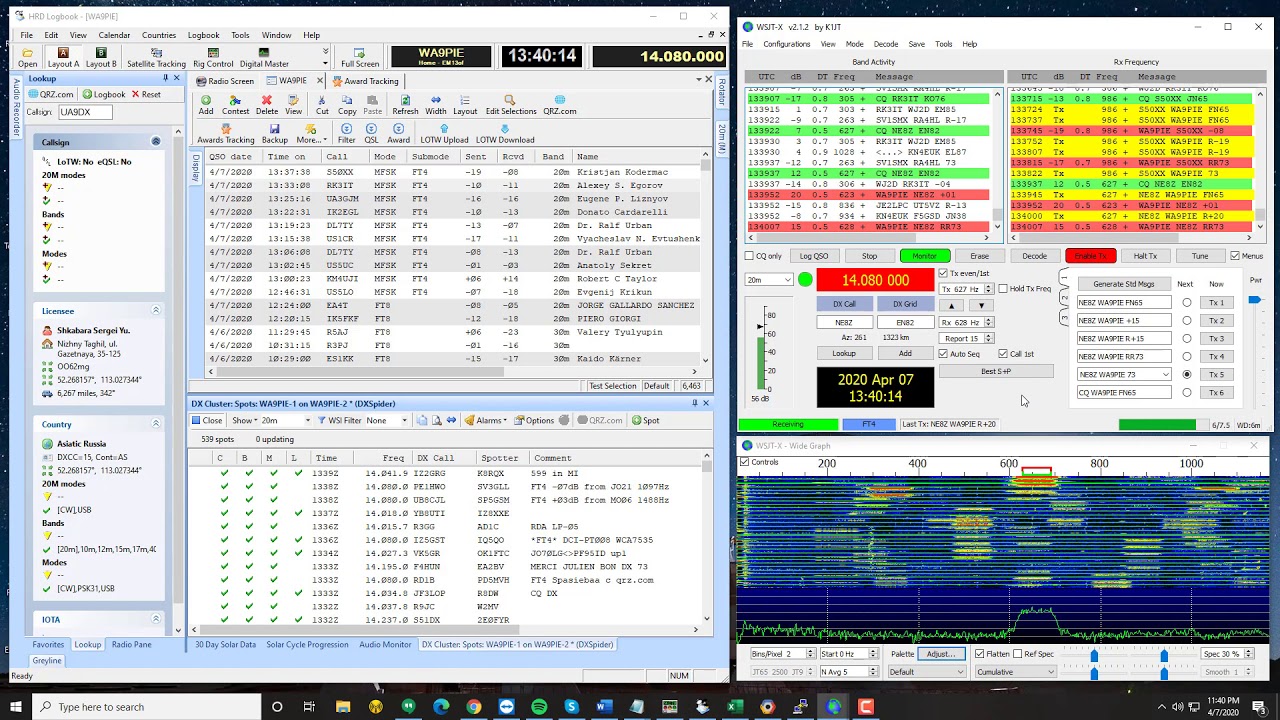 Ham Radio Deluxe и демонстрационная версия WSJT-X