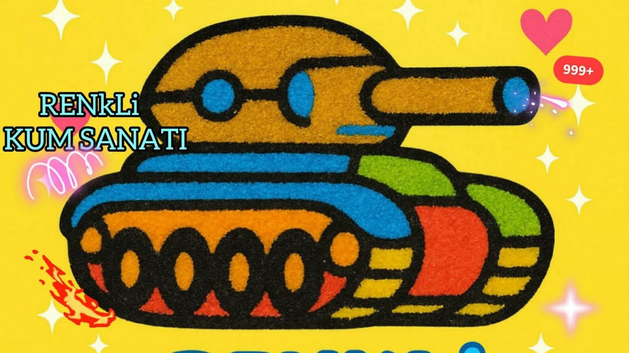 Renkli Kum ile Tank Boyama | &Ccedil;ocuklar i&ccedil;in Eğlenceli Bir Etkinlik