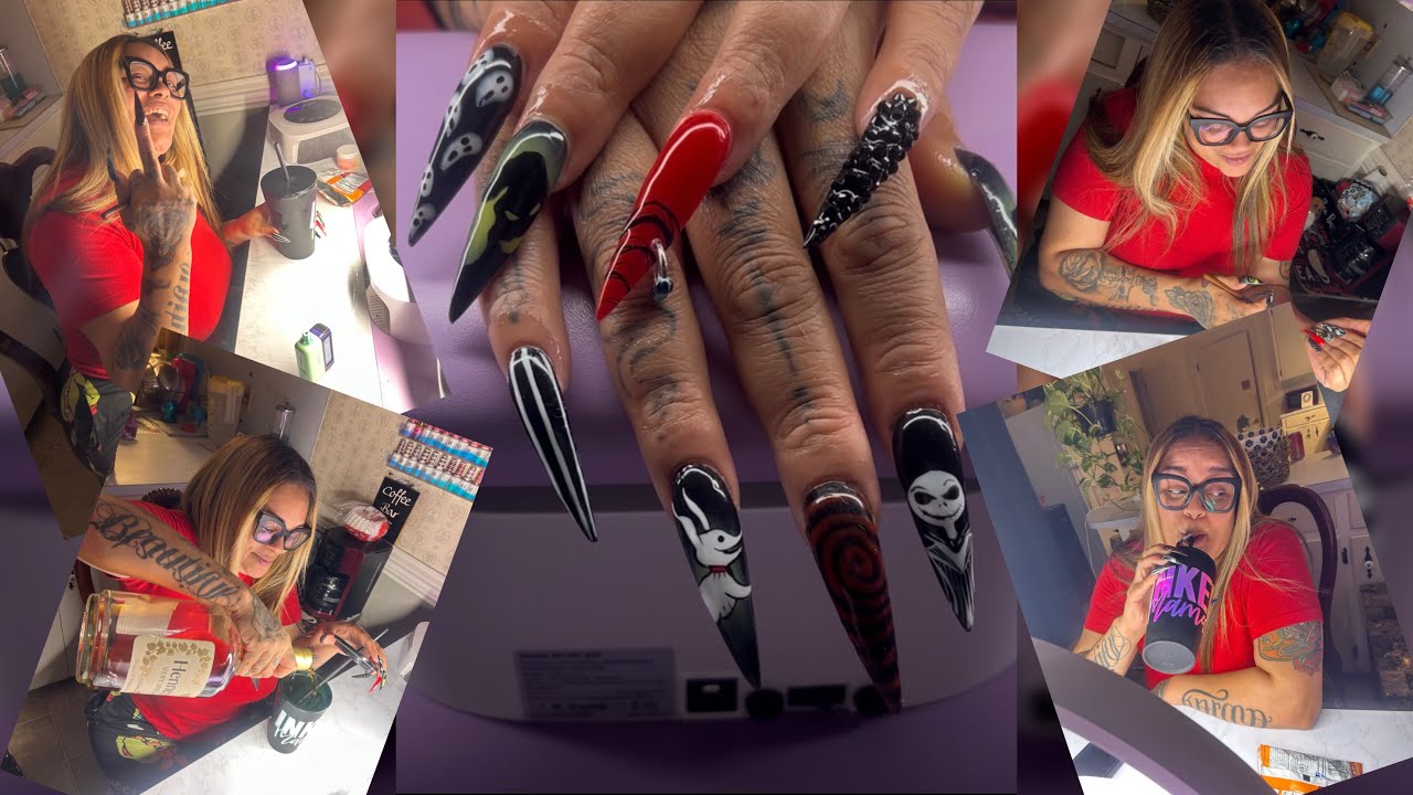 Crazy Client Does Voiceover | Watch Me Work | Halloween Nail Art 