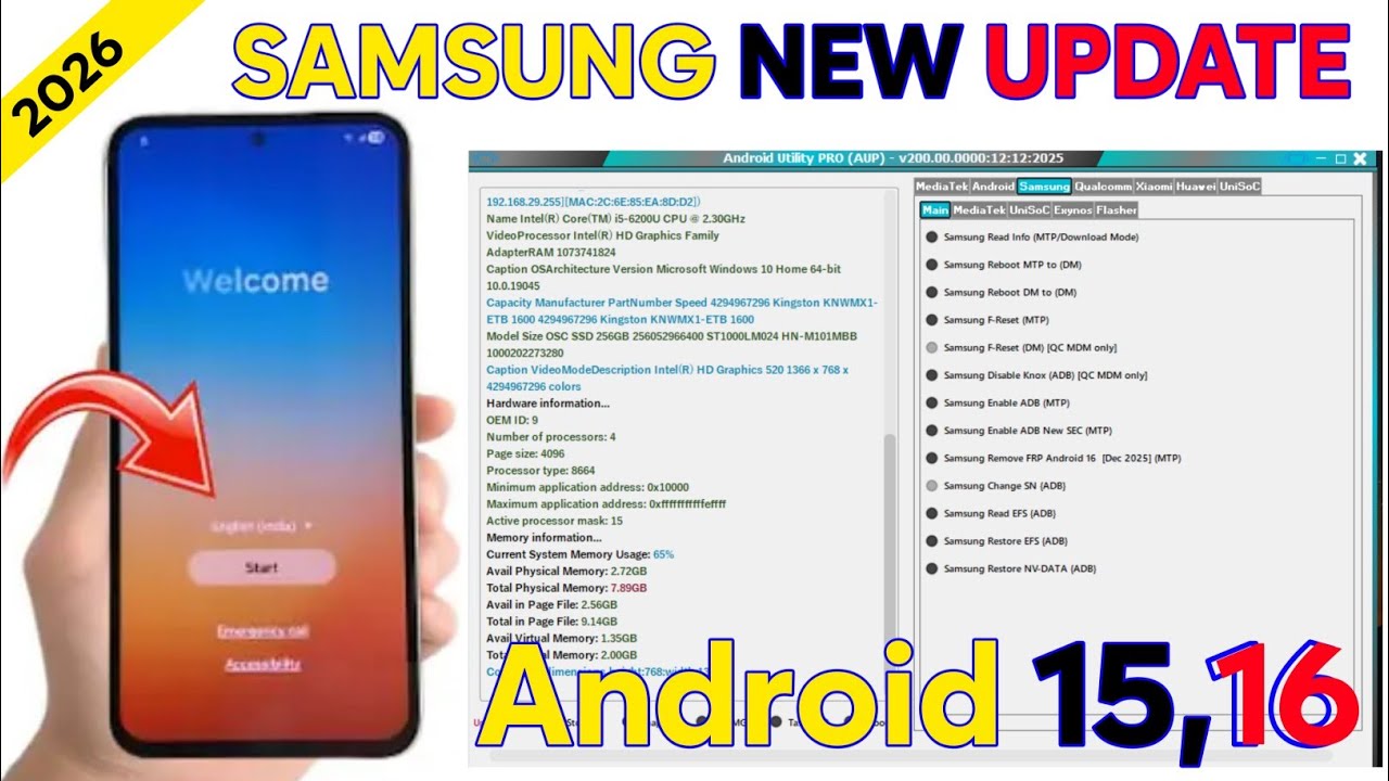 All Samsung FRP Bypass Android 15/16 Remove Google Account Unlock FRP Tool/Gsm Devil 