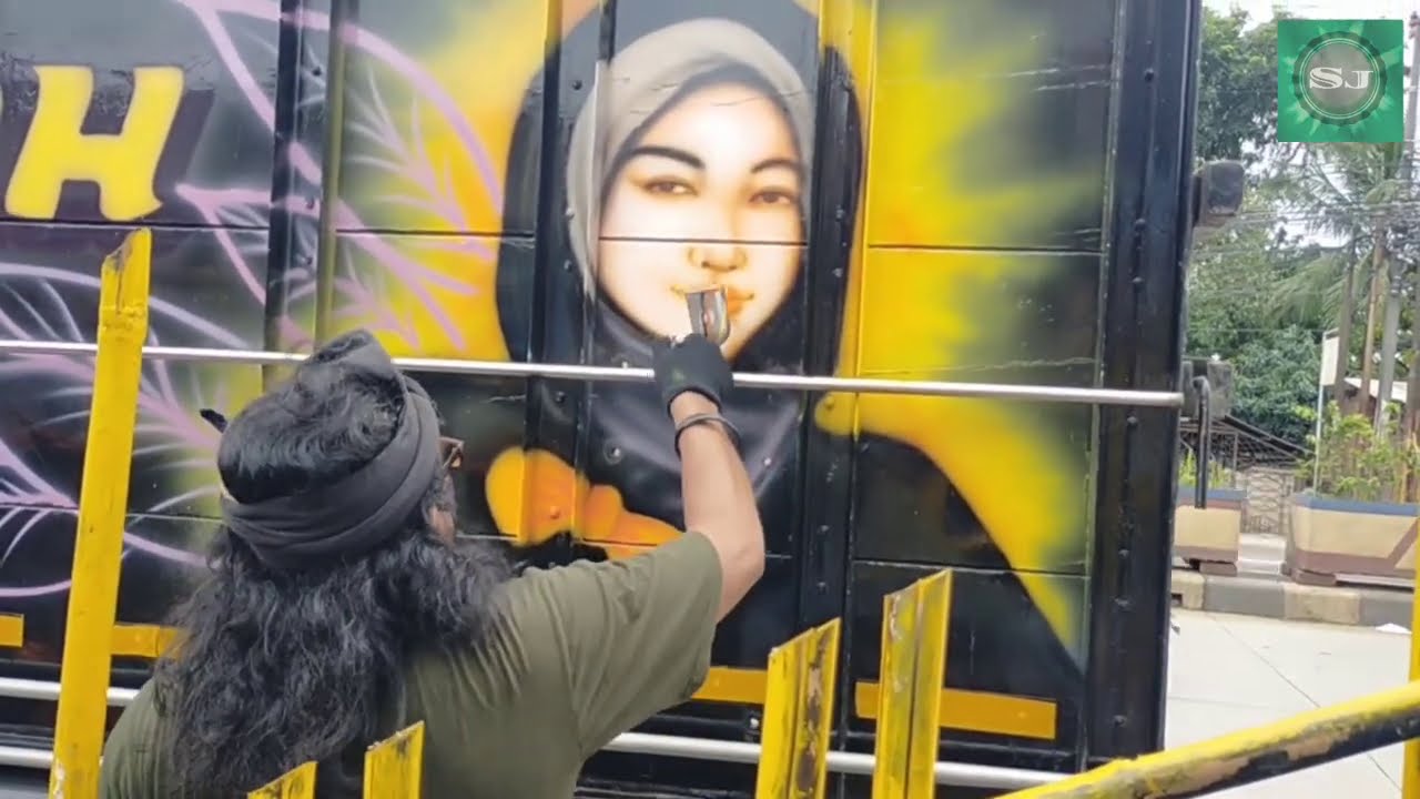 VIRAL!! Skill/Kecepatan Tangan!! Melukis airbrush di TRUCK. Request Pelanggan (Black Cobra).
