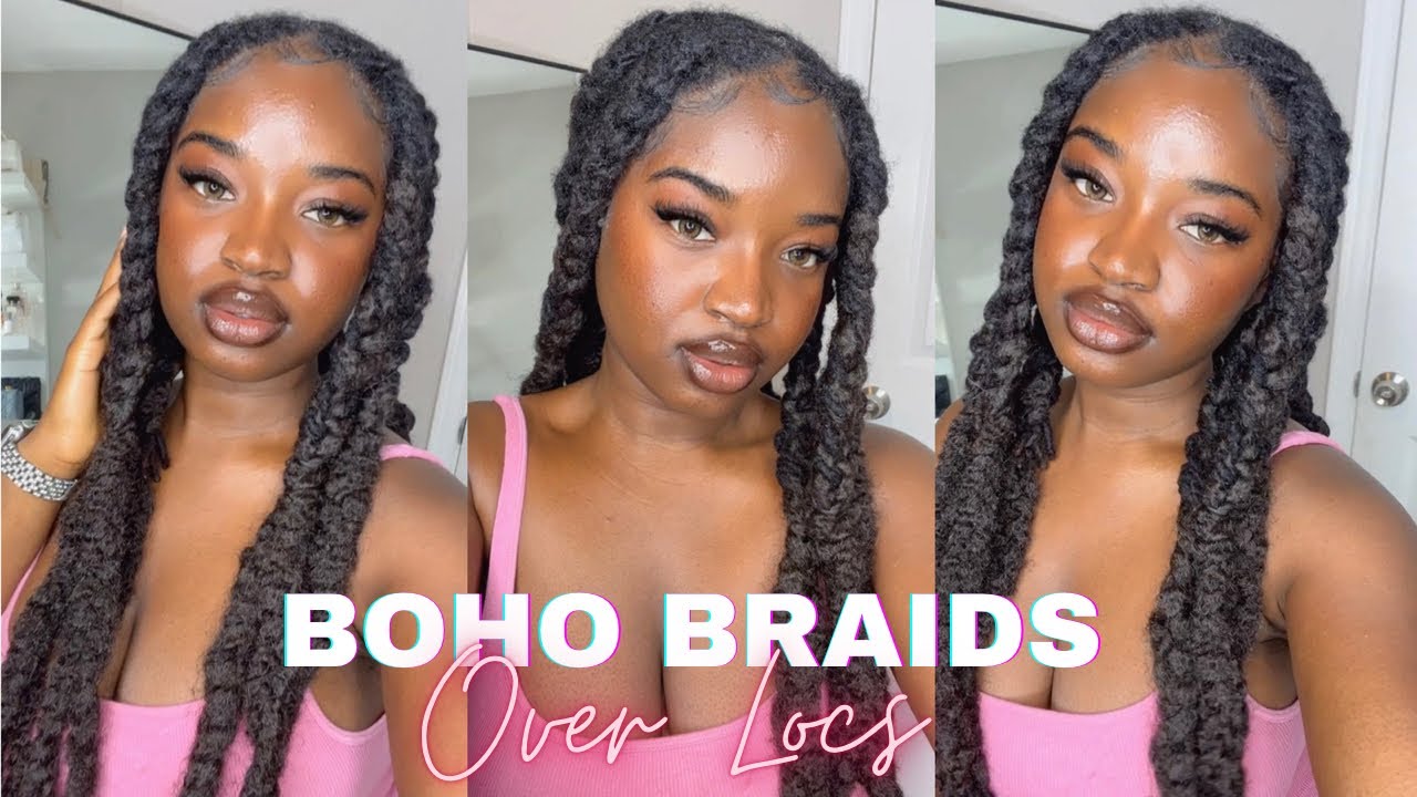 Knotless Boho Braids Over Locs | 