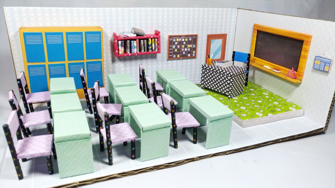 Classroom | DIY Cardboard | Miniature Classroom from Cardboard