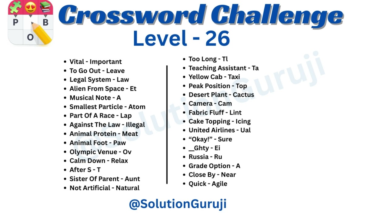 🎮 Crossword Challenge Level 21-30 Walkthrough | Solutionguruji 🧩