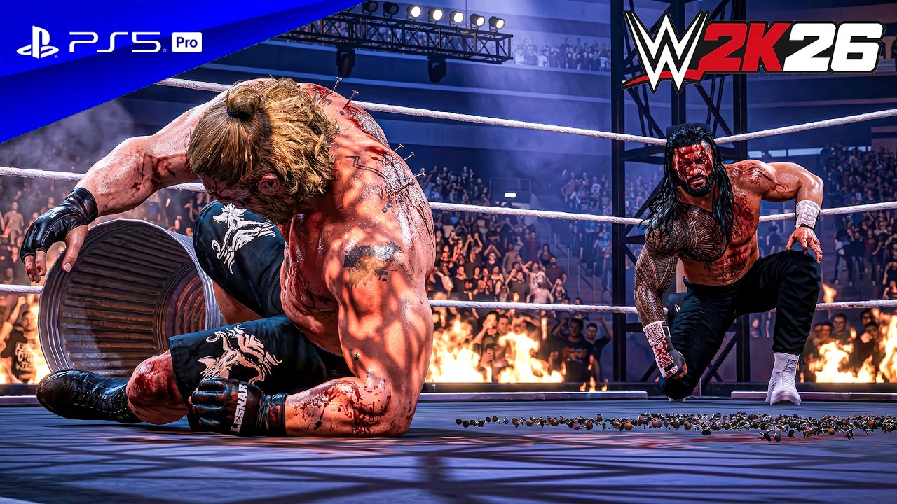 WWE 2K26 - Роман Рейнс против Брока Леснара - Игровой процесс матча INFERNO | PS5™ Pro [4K60]