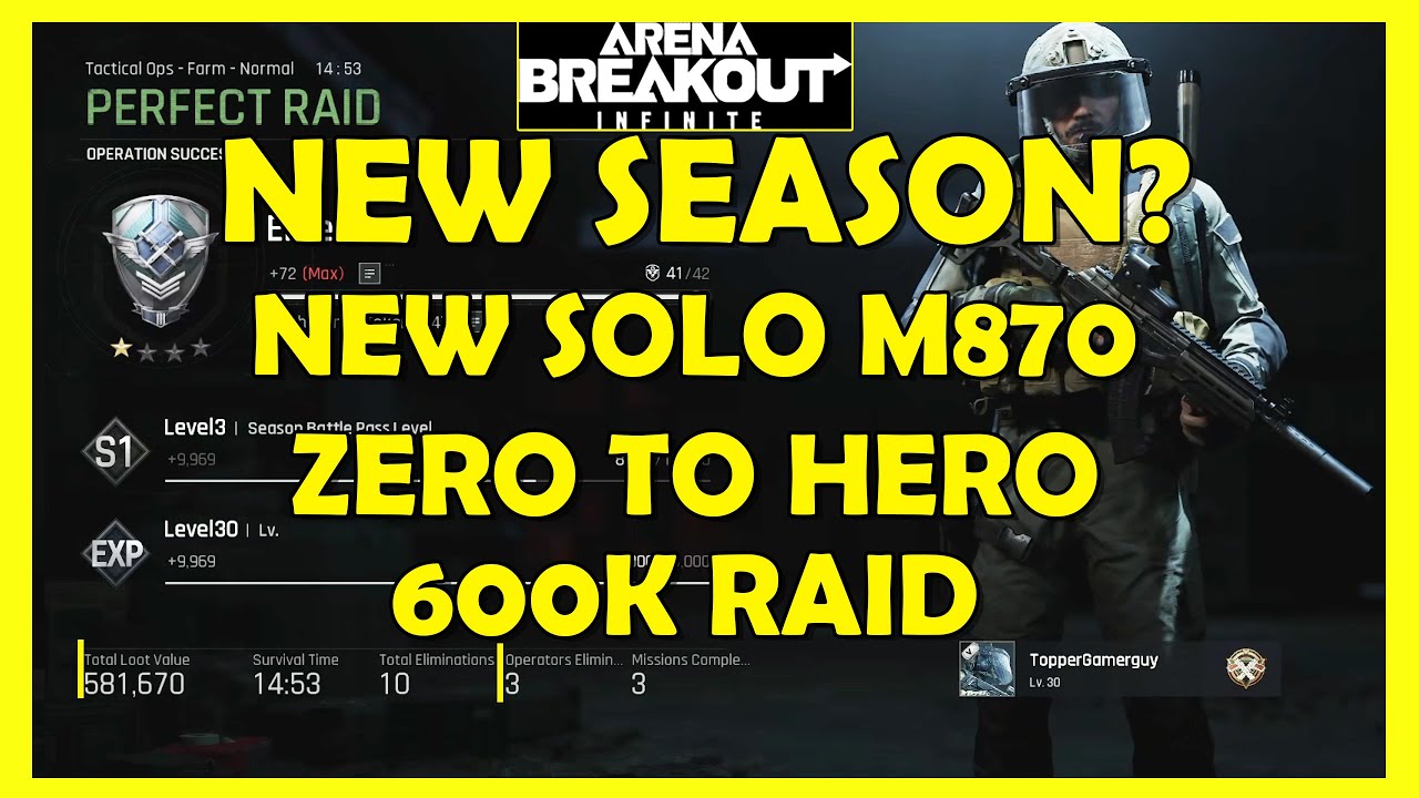 Arena Breakout Infinite: NEW Season - NEW SOLO M870 Zero to Hero 600k Raid