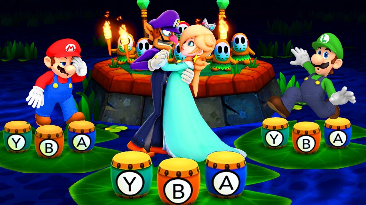 Mario Party The Top 100 - Couple Waluigi and Rosalina vs Brothers Mario and Luigi (Master Level)