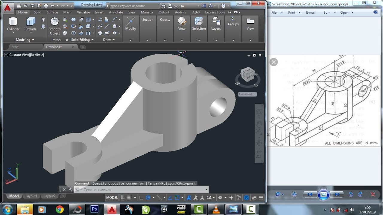 Belajar AutoCAD gambar 3dimensi #8 teknik mesin