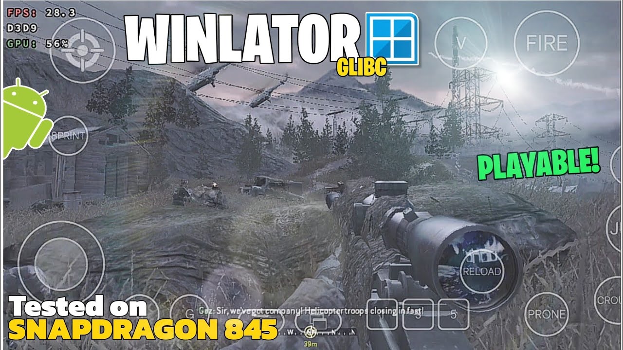 Call of Duty 4 Modern Warfare Android Winlator 7.1.3 glibc | Tested on Snapdragon 845 + Settings
