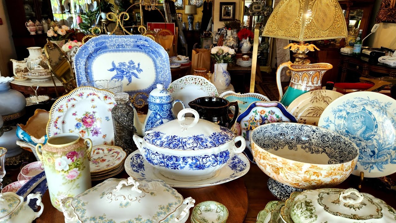 Transferware Staffordshire Antique glass Hollywood Regency Haul & More 🌸