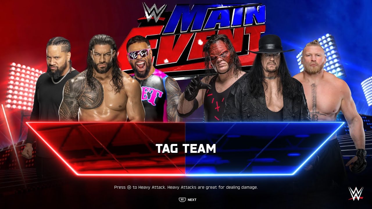Tag Team Match - Tribal Chief Roman Reigns, Jey & Jimmy Uso Vs Lesnar, Undertaker & Kane | WWE 2K25
